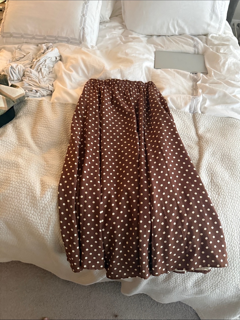 Brown Polka Dot Maxi Skirt — Women’s Flowy Skirt